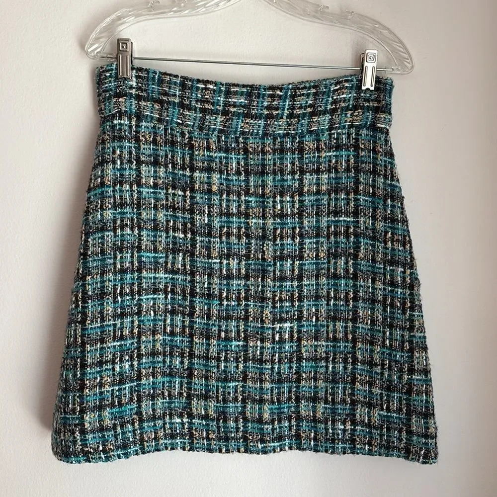 kate spade wool blend Blue navy Tweed A-Line Skirt Women’s size 6 EUC lined prep